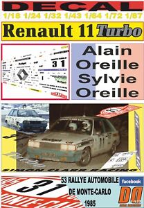 DECAL RENAULT 11 TURBO ALAIN OREILLE RALLY MONTECARLO 1985 (12)