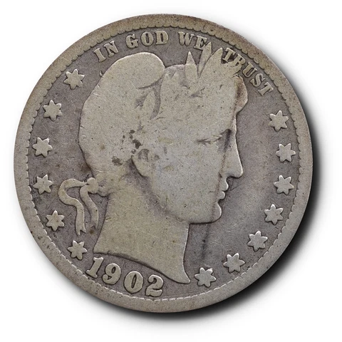 1902 Barber Quarter Silver  25C Cover