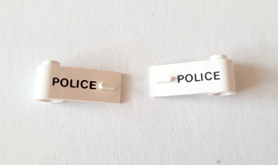 Vintage Lego White 1x3 Doors Police Printed Pair - Vehicle Car 3821 3822 Stud - Image 1 of 1