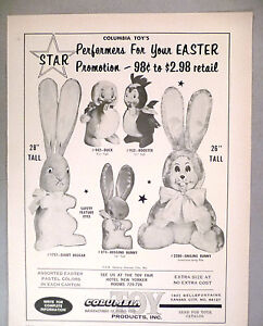 Easter Bunny Giant Stuffed Toy Doll PRINT AD - 1965 ~ Columbia Toys