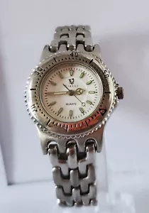 Striking Ladies Silver Tone Vialli Watch With Green Indices And Moving Bezel - Picture 1 of 8
