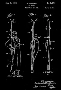 1938 - Ski Holder - L. Windheim - Patent Art Poster - Picture 1 of 3
