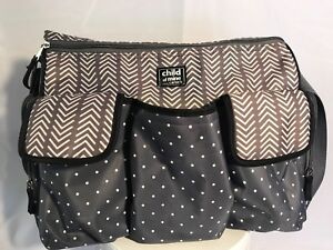 Carter’s Child of Mine Places and Spaces Pockets Duffle Diaper Bag Mint~Gray EUC