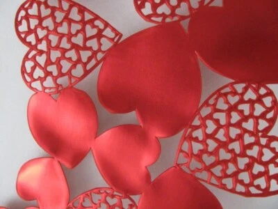 Scattered Hearts Decorative Red Valentine’s Day Vinyl Place Mats Set of 4 New - Image 1 of 4