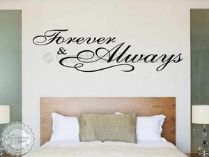 Bedroom Wall Sticker Forever and Always Romantic Love Quote Vinyl Decor Decal - Picture 1 of 11