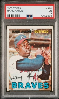 De colección 1967 Topps Hank Aaron #250 Calificado PSA 3 En muy buena condición, Braves Baseball Foto 1 de 2