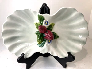 Enesco Japan Ceramic Divided Candy Relish Nut Dish Strawberries 2 Sections E2282 - Picture 1 of 10