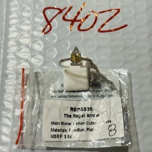 NIB Bomb Party Sz8 BP Ring RBP5536 Regal Arrow Lemon CZ Rhodium Pl - Picture 1 of 8