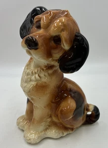Vtg 7" Royal Copley Ceramic Dog Puppy Figurine Brown & White Terrier Mixed Breed - Picture 1 of 8