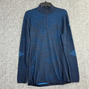 Smartwool Intraknit Thermal Merino Wool Base Layer 1/4 Zip Men's Medium Blue Top - Picture 1 of 8