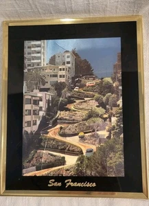 Lombard St San Francisco Foil Metal Etching Framed Vintage Crookedest Street - Picture 1 of 9