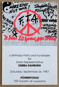 Texas State Representative Debra Danburg Birthday & Fundraiser Invite 9/26/1987 - Picture 1 of 3