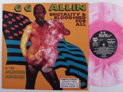 GG ALLIN Brutality & Bloodshed For All ALIVE LP NM pink marble vinyl reissue a Foto 1 de 2