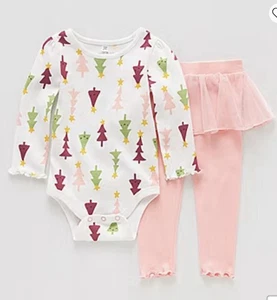 Neugeborenes Baby Mädchen Weihnachten Outfit Hose mit Tutu Body 2-teiliges Set süß neu - Bild 1 von 2