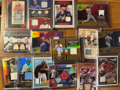 Relic Memorabilia Lot Hall of Fame HOF Baseball Jersey Patch Game Used 15 Cards - Image 1 of 4
