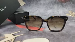 Authentic Dior 8027K Square Brown Pattern Brown Lens Sunglasses Designer Eyewear - Picture 1 of 4