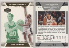 2007-08 Topps Co-Signers Gold Green /59 Tim Duncan Manu Ginobili #21.2 HOF