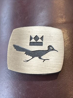 Fivela de cinto vintage bronze Roadrunner Bird sudoeste índio nativo americano Nos - Imagem 1 de 2