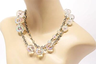 Collar de cadena ERICKSON BEAMON bola/plata lucite transparente - MARAVILLOSO - 40,25" de largo Foto 1 de 4