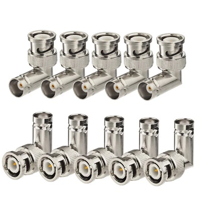 10 Pack of Right Angle BNC Male to BNC Female Video Cable Adapters - 90 Degree - Image 1 of 4