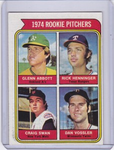 1974 Topps Set Break #602 Rookie Pitchers Glenn Abbott Vossler Card VINTAGE