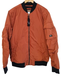Pull & Bear Mens Rust Brown Utility Full Zip Bomber Jacket - Size L - Picture 1 of 8