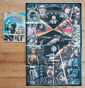 RIVISTA ORIGINALE 1977 STAR WARS MARK HAMILL HARRISON FORD CON 1 FOGLIO POSTER - Foto 1 di 9