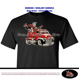 T-Shirt Rockabilly Psychobilly Bassist COE Truck Retro Cartoon Auto schwarz  - Bild 1 von 3