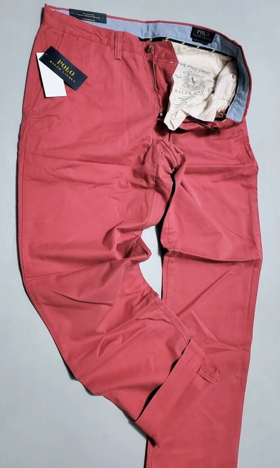Men's Ralph Lauren Polo Pant Stretch Straight Fit CHINO RED SZ 38X32