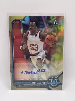 2022 Bowman U Tamar Bates 1st Bowman True Gold #BCPA-TB /50 Indiana - Image 1 of 3