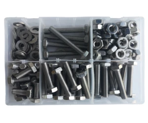 Assorted Box of 150 M10 Setscrews, Nuts & Washers A2 Stainless Steel Threaded - Picture 1 of 2
