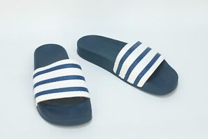 Vintage Adidas Adilette Slides Navy Blue Size 9 Made In Italy