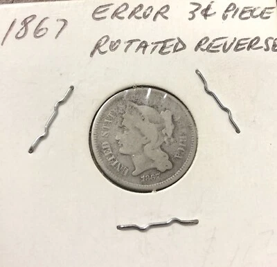 US 1867 Three Cent 3c ROTATED REVERSE ERROR Estate Find 100% ORIGINAL - Image 1 of 2