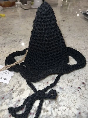 Sombrero de punto para perro brujas sombrero Halloween negro hecho a mano Foto 1 de 4