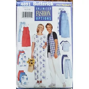 90s Butterick Pattern 4891 Uncut Loose Fit Jumper Vest Rock Shirt Top XS S M - Bild 1 von 2