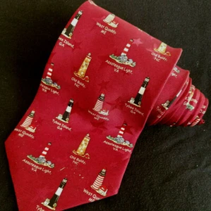 AMERICANA SERIE LIGHT HOUSES weinrote Herren Seidenkrawatte von TANGO Max Raab - Bild 1 von 6