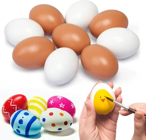 Wooden Fake Eggs, 9 Pieces 2 Colors Wooden Egg Wood Eggs for Crafts Home Decor - Picture 1 of 12