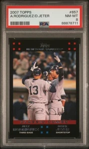 2007 TOPPS 657 ALEX RODRIGUEZ \ DEREK JETER PSA 8 - Picture 1 of 2