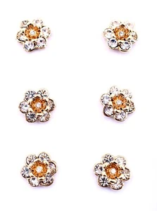 Crystal Flower Buttons,Gold Center,Metal ( 0.5"d ) 6x - Picture 1 of 2