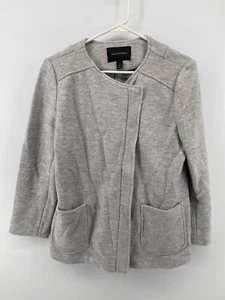 Chaqueta de Lana Banana Republic Mujer Talla 14 P Gris Pequeño Cremallera y Presión Envío Rápido - Imagen 1 de 7