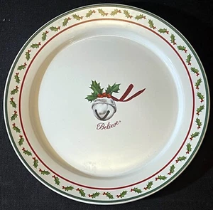 Plato de cena Hallmark POLAR EXPRESS 10" ~ Navidad Holly Jingle Bell Believe ~  - Imagen 1 de 2