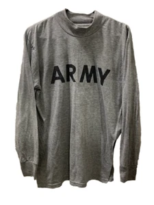 Original Militar Gris Ejército PT Camisa Mangas Largas Camiseta Entrenamiento Físico - Imagen 1 de 1