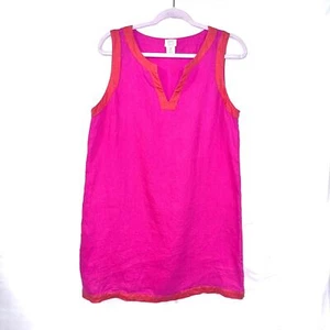 Sigrid Olsen 100% Linen Size Small Mini Dress Pink Orange Retro Summer Vacation - Picture 1 of 6