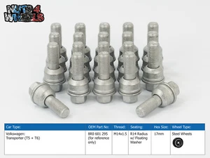20 x Silver Wheel Bolts fits Volkswagen Transporter T5 + T6 OEM Steel Wheels - Picture 1 of 2