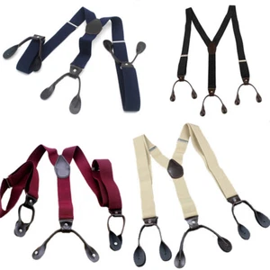 Four Colors Men's Suspenders Button Type Adjustable Length Elastic Unisex Braces - Picture 1 of 15