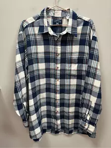 Harbor Bay men’s 2XLT long sleeve medium weight blue plaid flannel/button up (ac - Picture 1 of 8