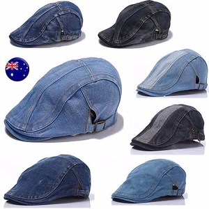 Men Women Retro Fashion Blue Denim French Newsboy Cabbie Artist Hat Cap Beret  - Bild 1 von 17