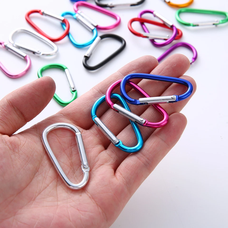 5/10/50/ 100pcs Karabiner Schlüsselanhänger Aluminium D-Ring Schnalle - Bild 1 von 4