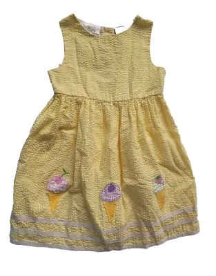 Vintage Girls Dress 4 T Yellow  Ice Cream  Little  BITTY - Image 1 of 3