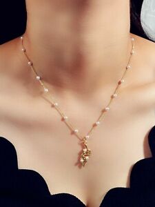 Feelontop Fashion Jewellery Pearl Gold Leaf Pendant Necklace Women Accessories